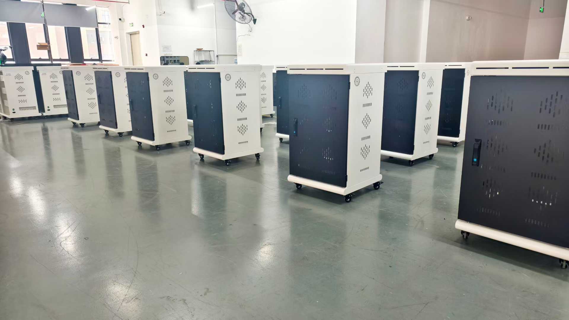 EnTrans charging carts prepared on the production floor